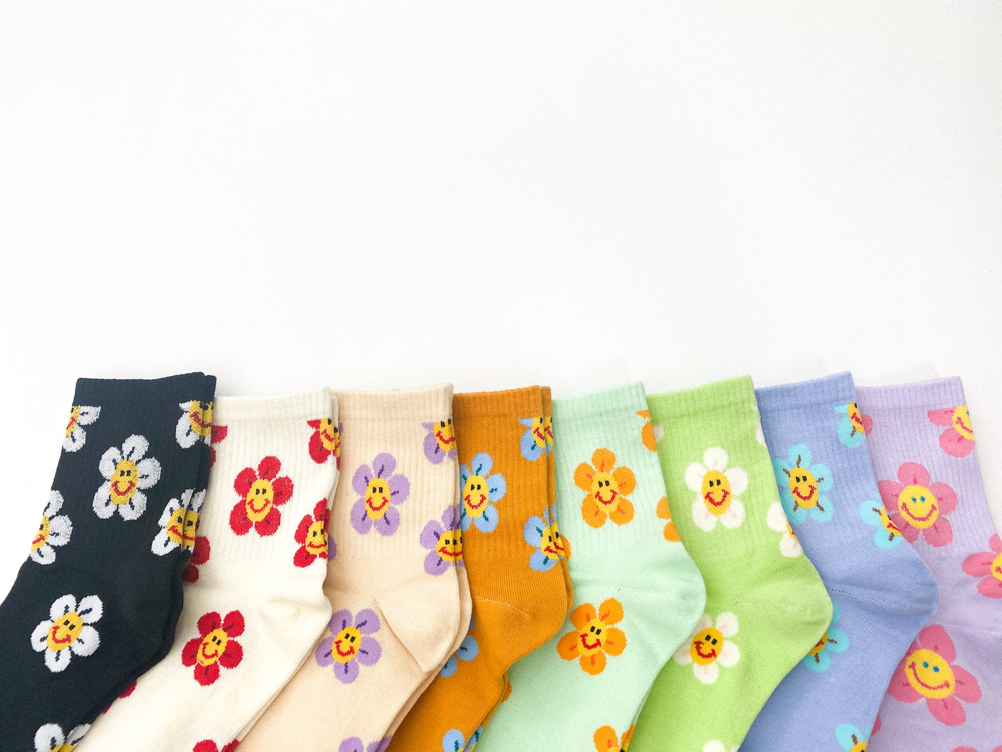 Happy Flower Crew Socks